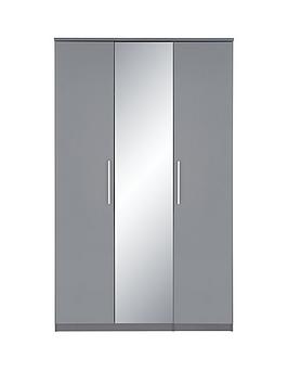 Product photograph of Very Home Prague Gloss 3 Door Mirrored Wardrobe from very.co.uk