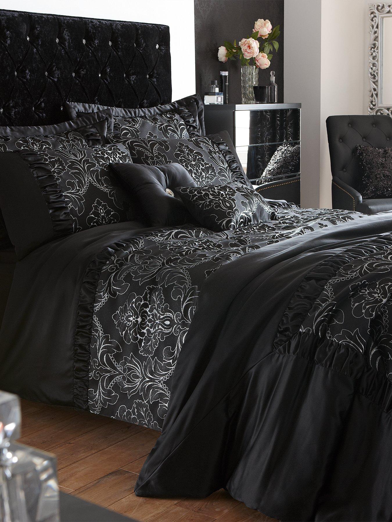 Product photograph of Buckingham Jacquard Duvet Cover Set - Black from very.co.uk
