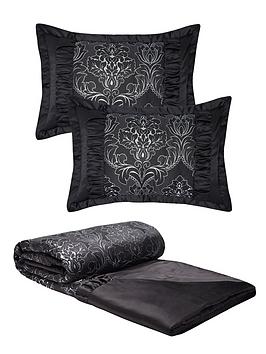 Product photograph of Buckingham Bedspread Throw And Pillow Shams - Black from very.co.uk