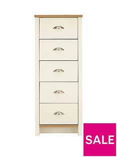 Consort Tivoli Ready Assembled Tall Narrow Chest of 5 Drawers