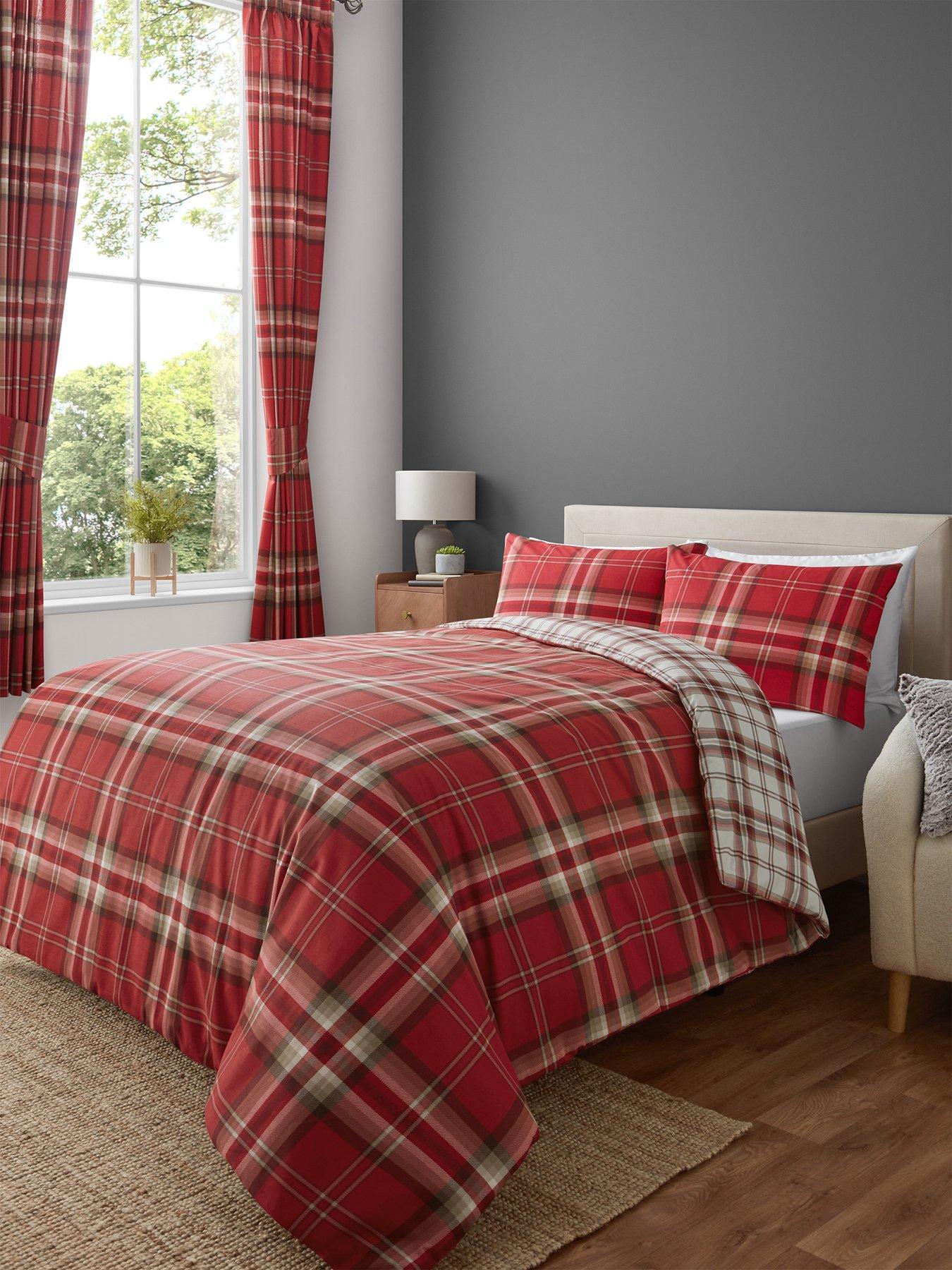 Image 1 of 6 of Catherine Lansfield Kelso&nbsp;Duvet Cover Set - Red