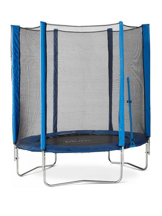 front image of plum-blue-6ft-trampoline-and-enclosure