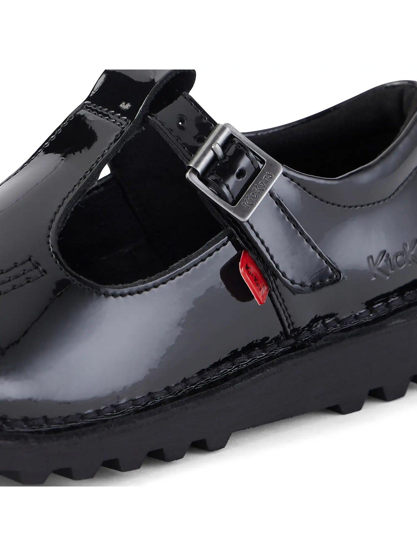 Image 5 of 7 of Kickers Girls' Kick Patent T-Bar School Shoes - Black
