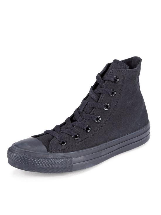 front image of converse-unisex-hi-top-trainers-black