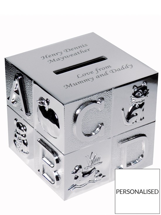 front image of the-personalised-memento-company-personalised-abc-money-box