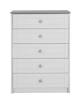 Product photograph of One Call Alderley Ready Assembled Wide 5 Drawer Chest from very.co.uk