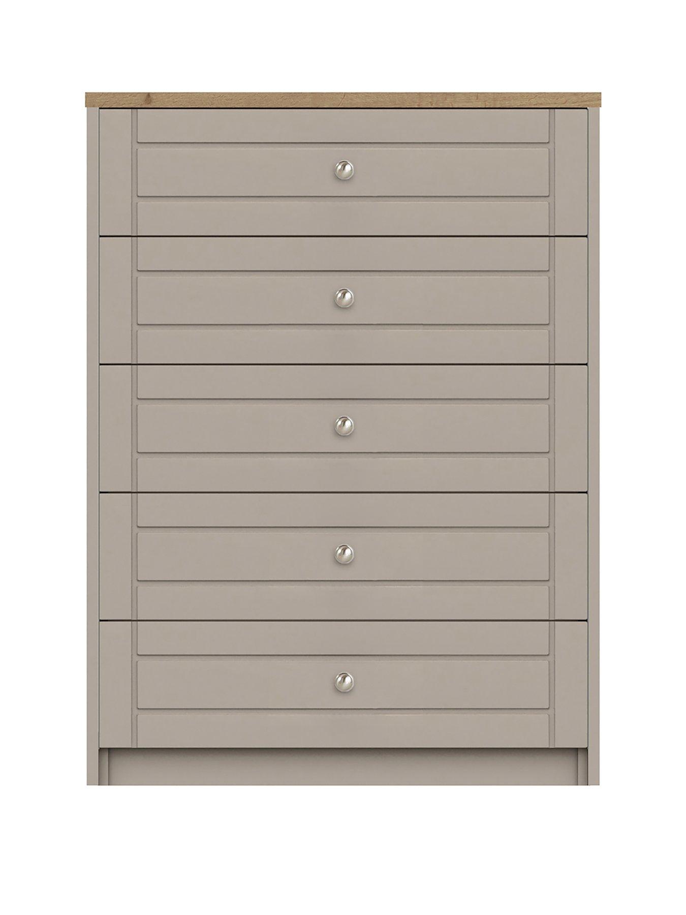 Product photograph of One Call Alderley Ready Assembled Wide 5 Drawer Chest from very.co.uk