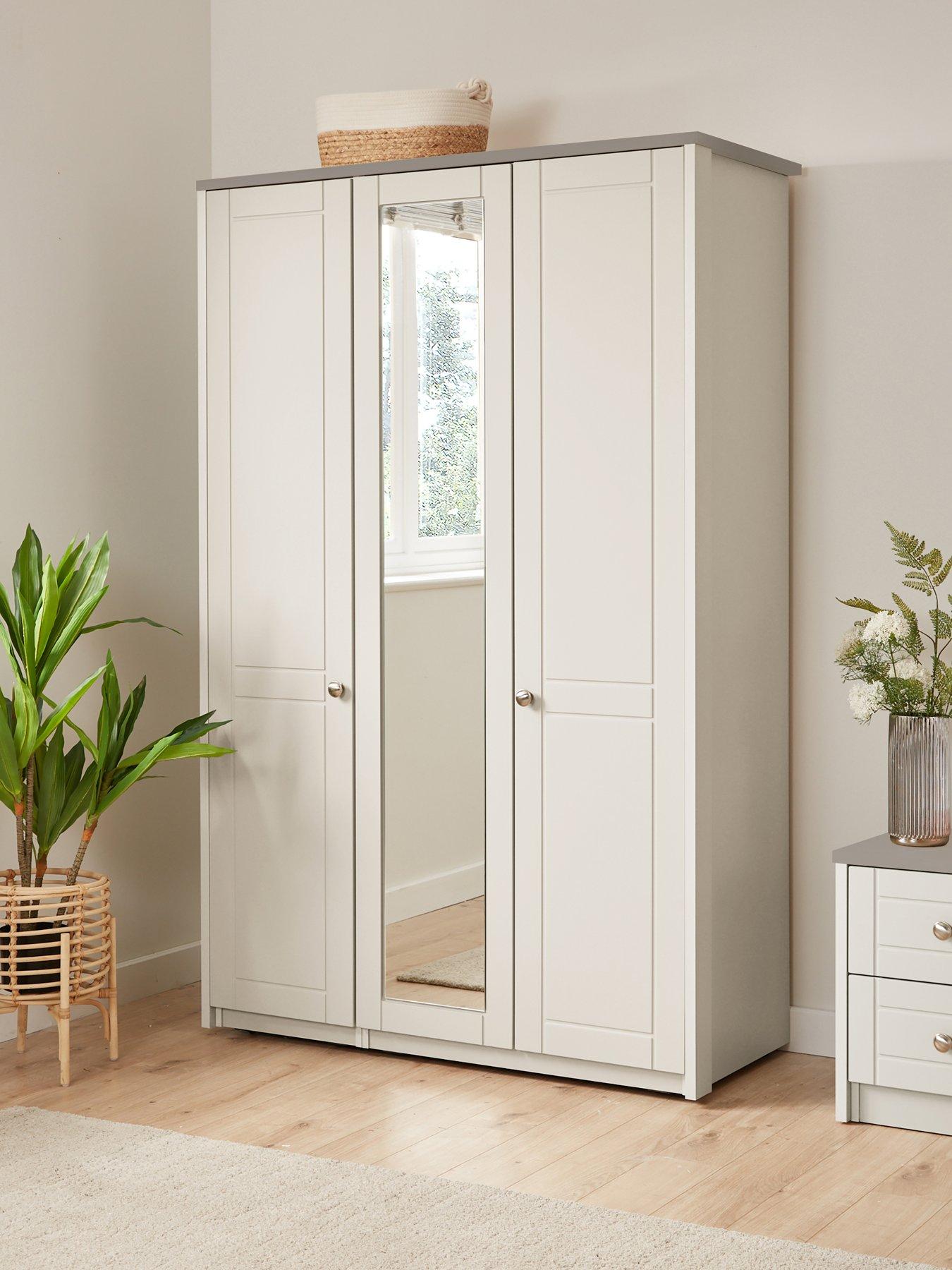 One Call Alderley Part Assembled 3 Door Mirrored Wardrobe