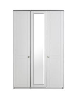 Product photograph of One Call Alderley Part Assembled 3 Door Mirrored Wardrobe from very.co.uk