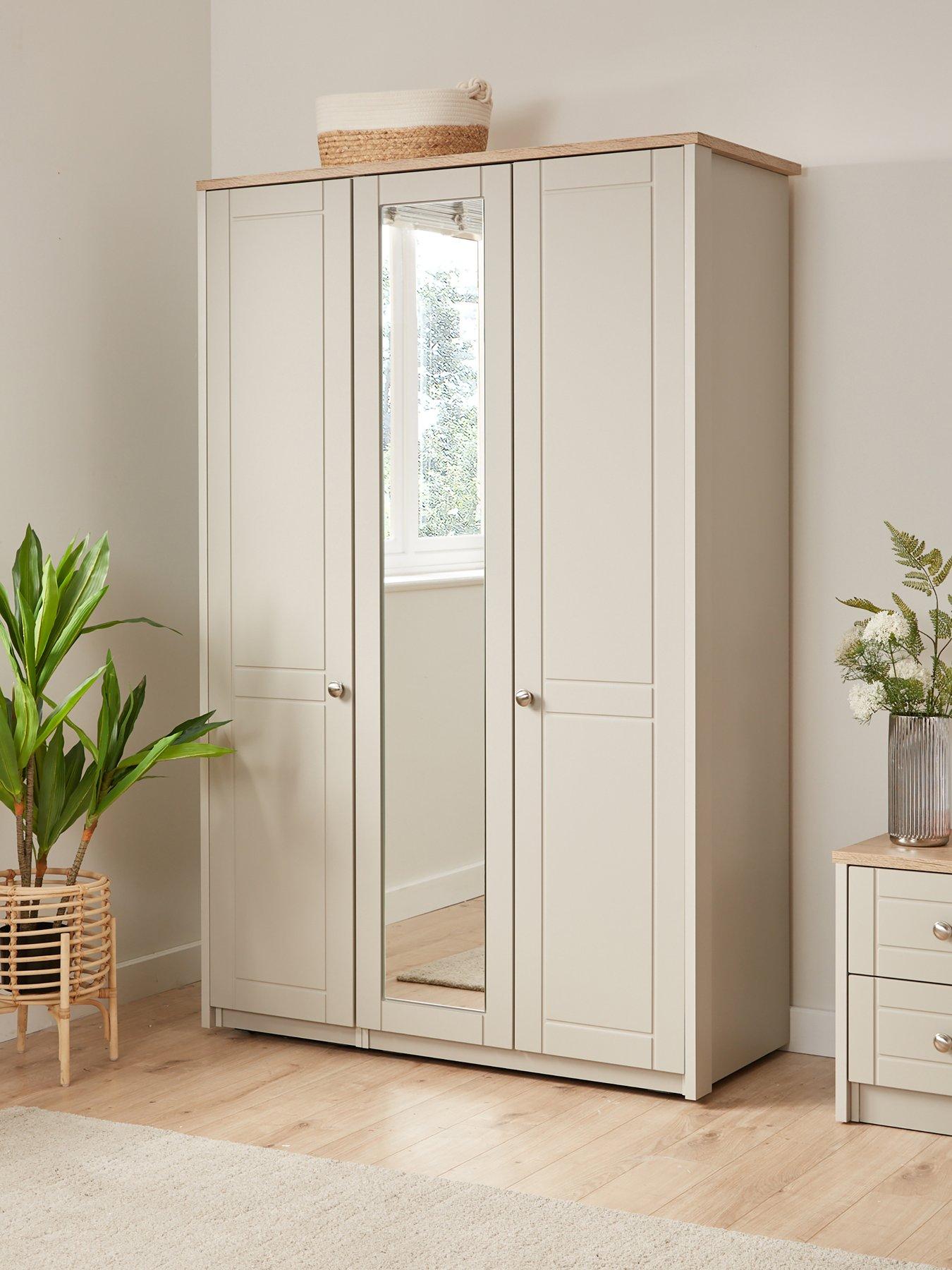 One Call Alderley Part Assembled 3 Door Mirrored Wardrobe