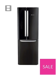 Hotpoint Day1 FFU3DK American Style, 70cm Wide, Frost-Free Fridge Freezer, A+ Energy Rating - Black