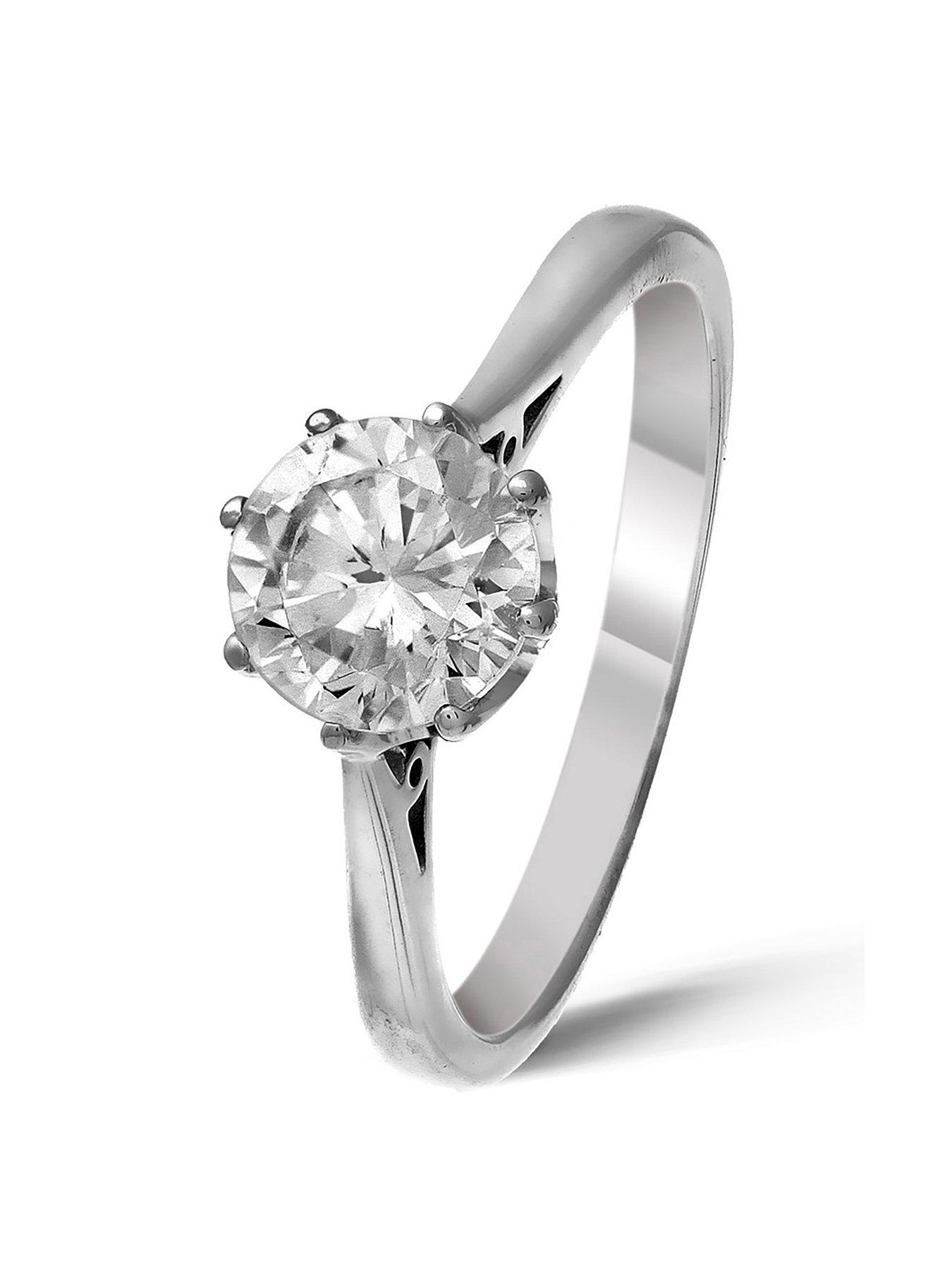 Product photograph of Love Diamond 18 Carat White Gold 1 Carat Brilliant Cut Diamond Solitaire Ring from very.co.uk