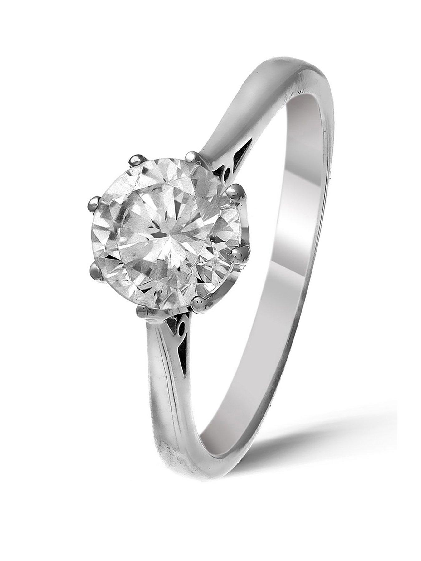 Love DIAMOND 18 Carat White Gold 1 Carat Brilliant Cut Diamond Solitaire Ring