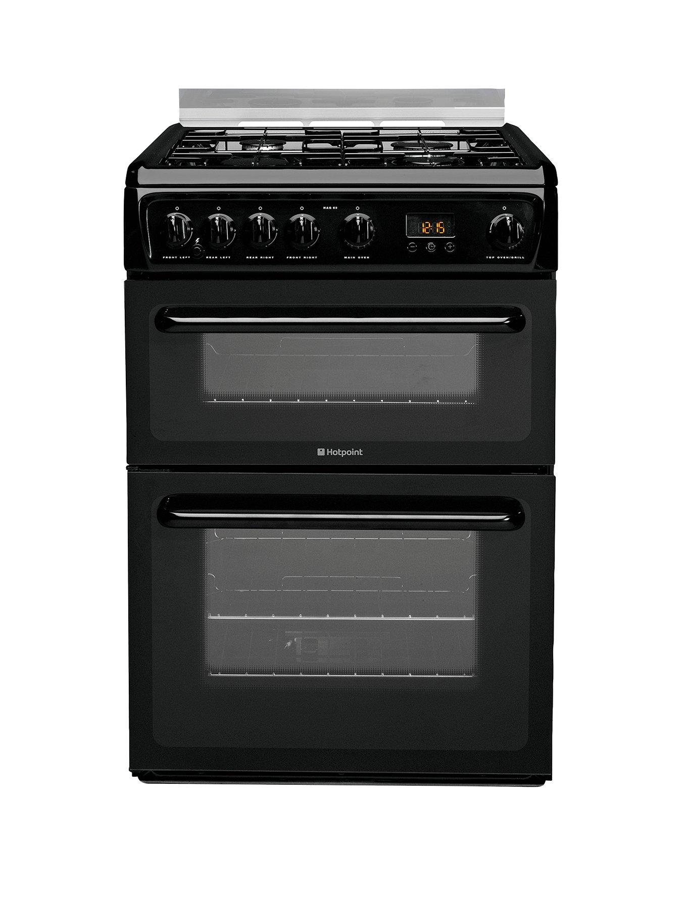 Hotpoint Newstyle HAGL60K 60cm Double Oven Gas Cooker with FSD Black