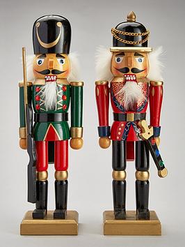 Wooden Nutcracker Soldiers Christmas  Decorations  2 Pack 