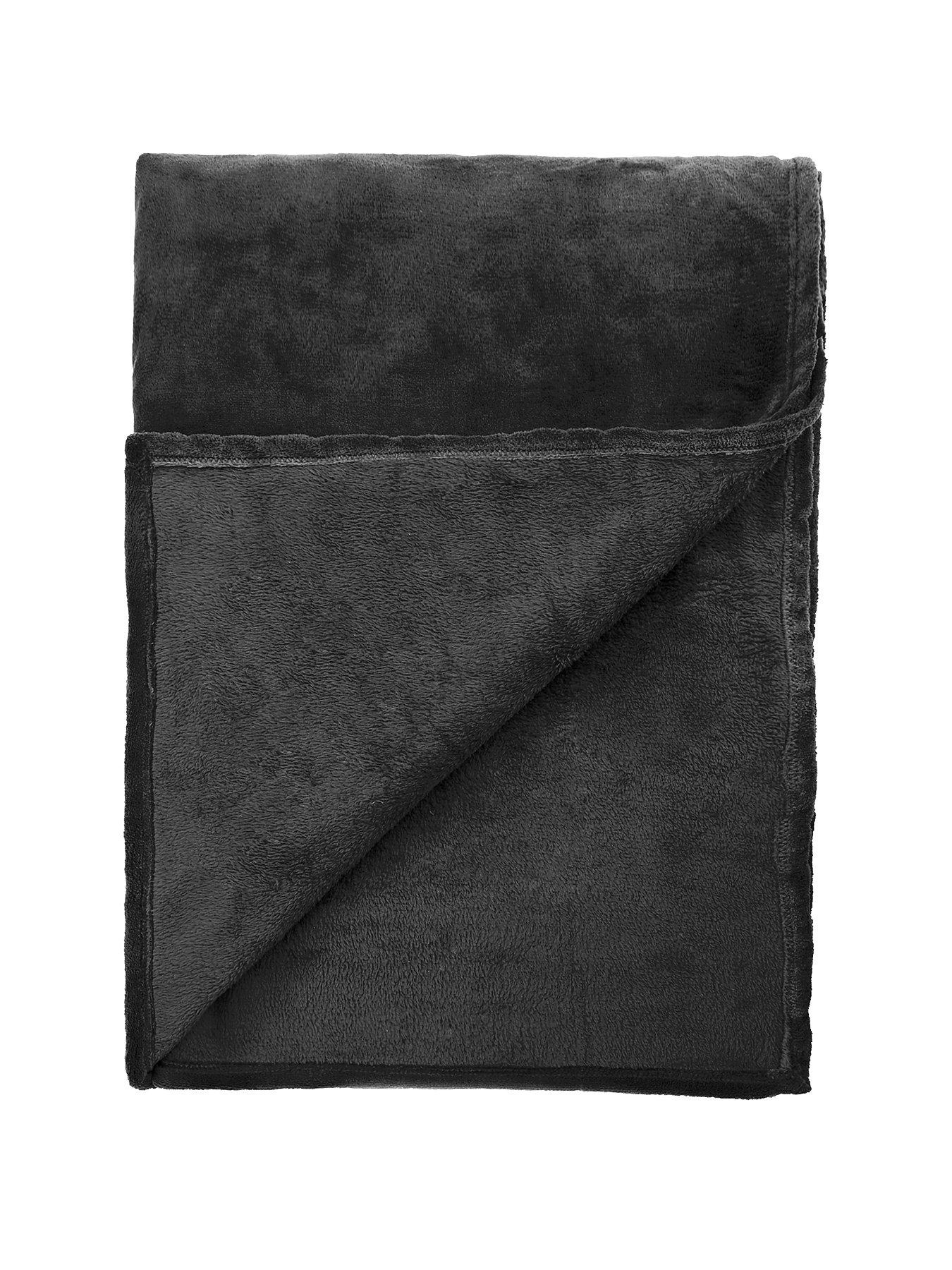Very Home Jumbo Fleece Throw - Black