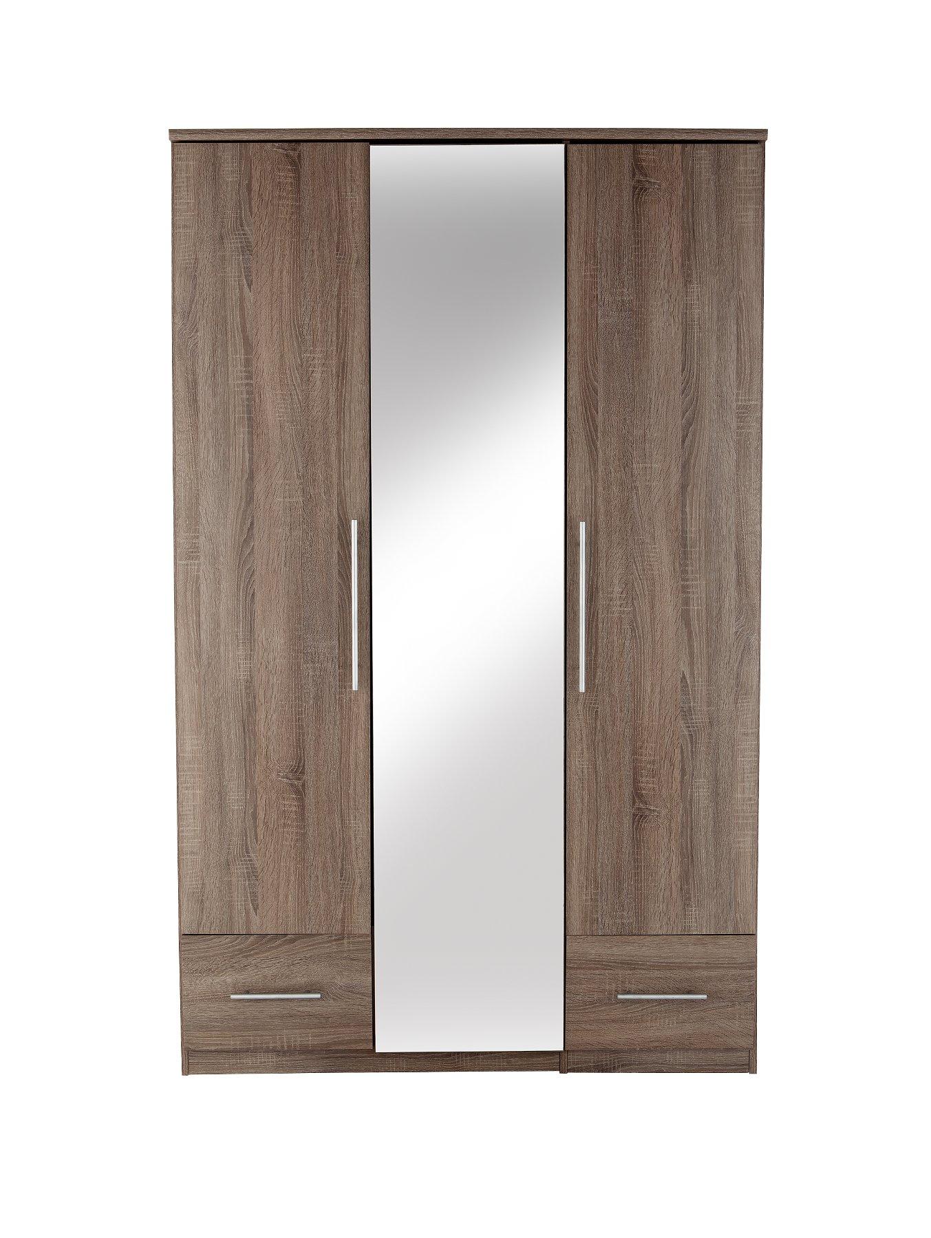 Cologne 3 Door 2 Drawer Mirrored Wardrobe