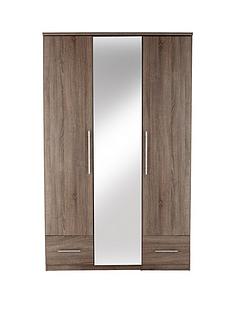 Cologne 3-Door, 2-Drawer Mirrored Wardrobe