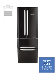 Hotpoint Day 1 FFU4DK American Style, 70cm Wide, Frost-Free Fridge Freezer, A+ Energy Rating - Black