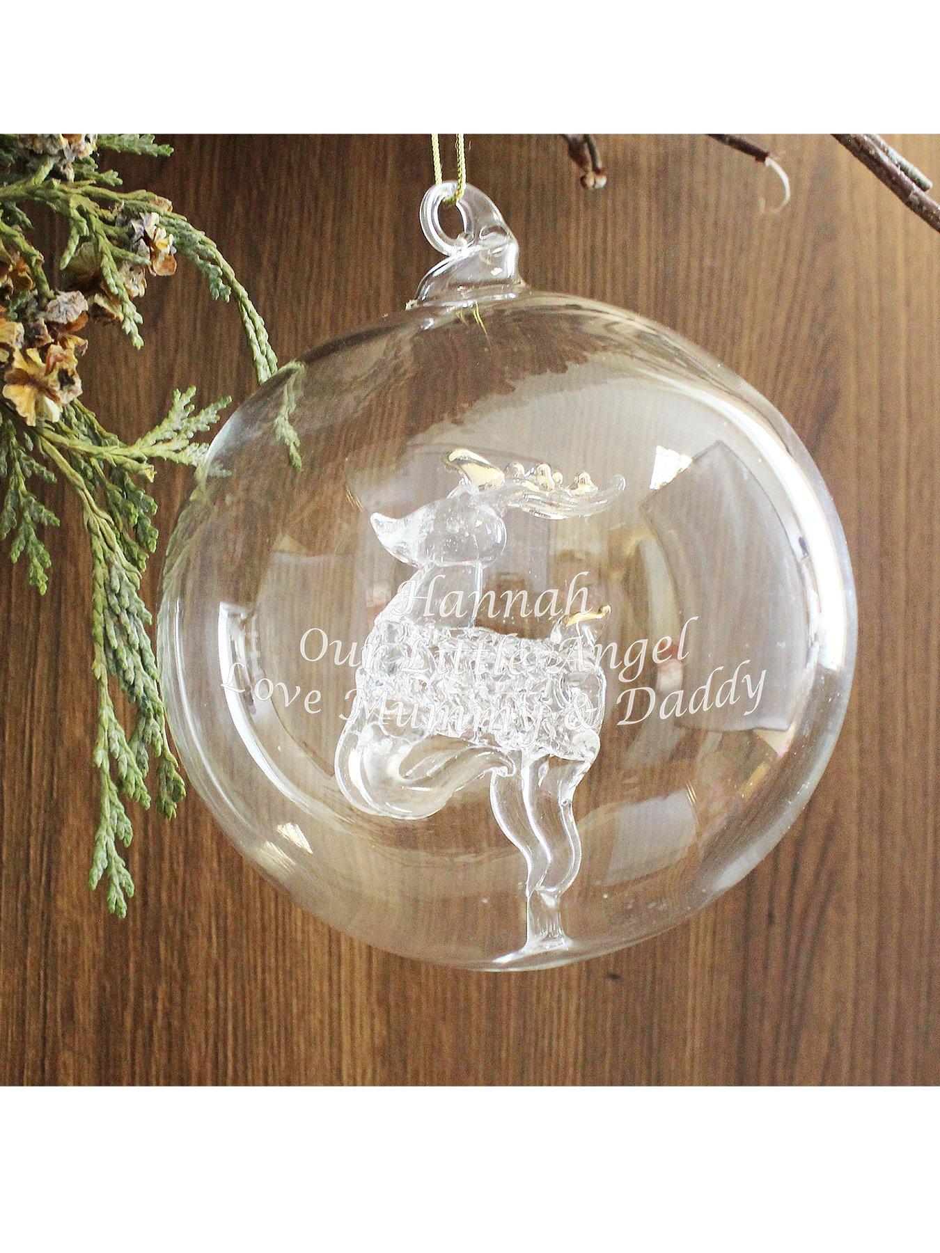 Personalised Reindeer Glass Christmas Tree Bauble Very Co Uk