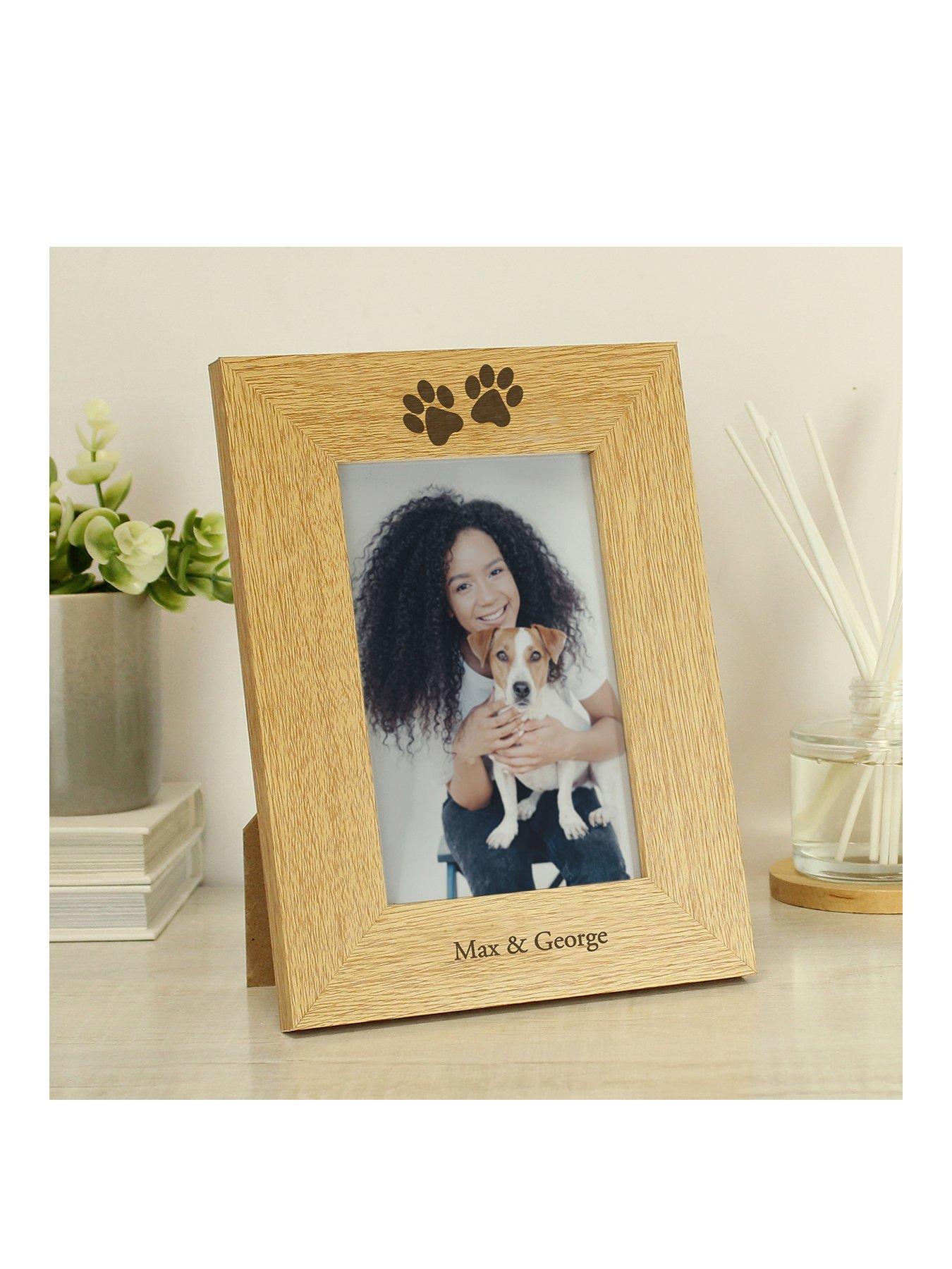 Product photograph of The Personalised Memento Company Personalised 6x4 Pet Print Wooden Photo Frame from very.co.uk