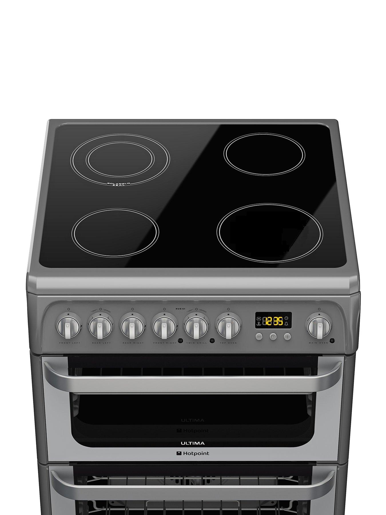 Hotpoint Ultima Hue61gs 60cm Double Oven Electric Cooker With Ceramic Hob Graphite Uk
