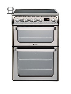 Hotpoint Ultima HUE61XS 60cm Double Oven Electric Cooker with Ceramic Hob - Stainless Steel