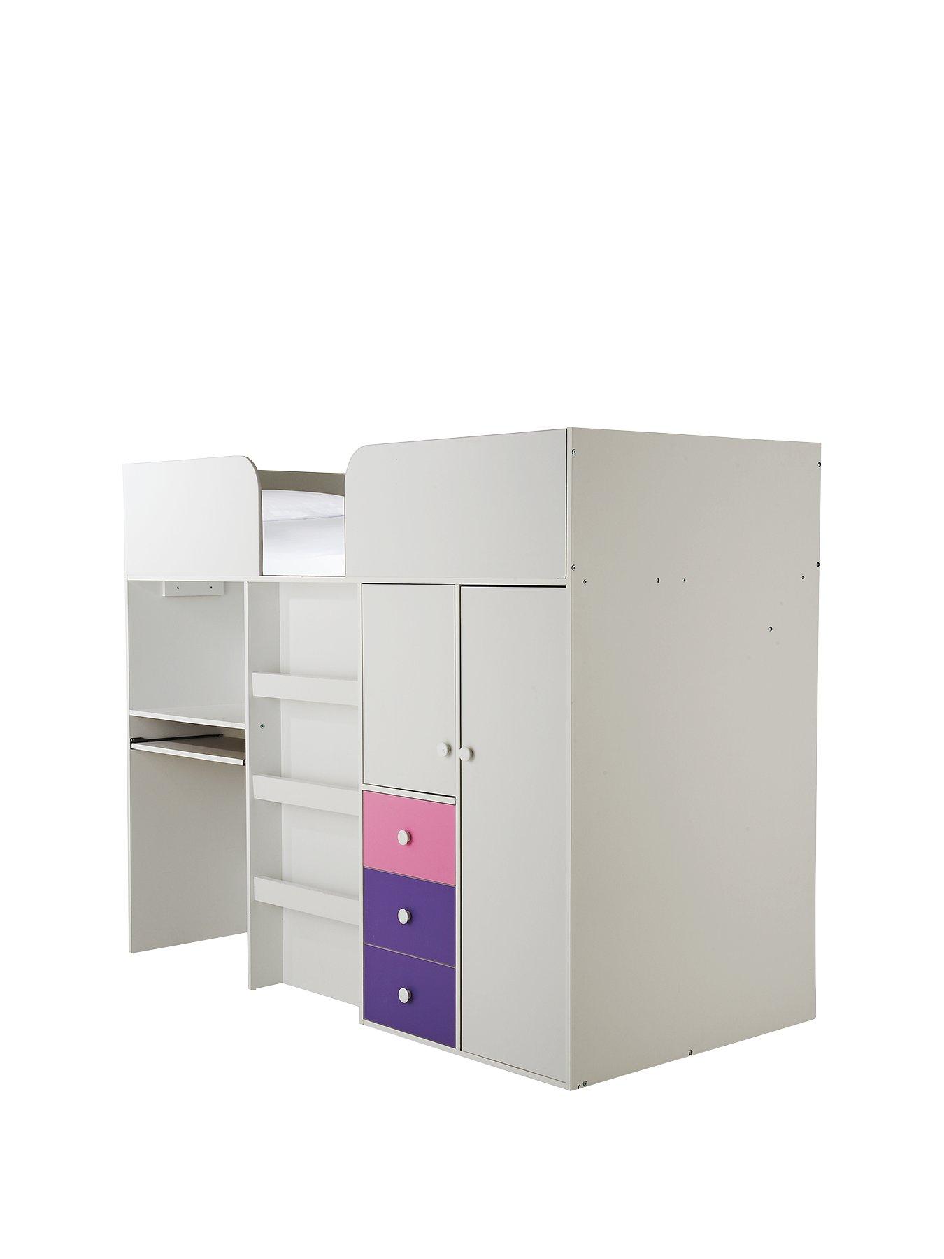 Kidspace New Metro Mid Sleeper Bed With Built In Desk And Storage