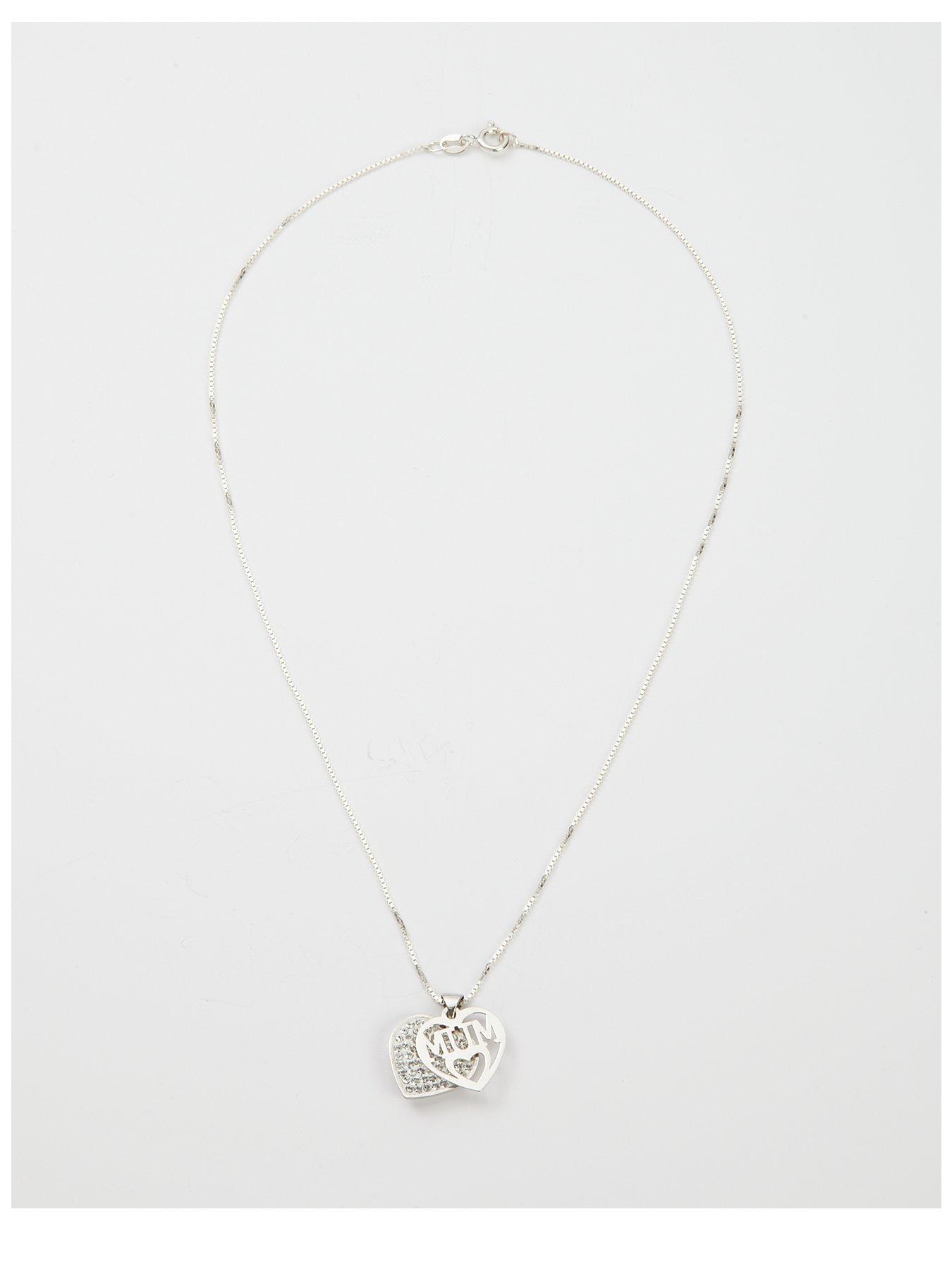 Product photograph of The Love Collection Sterling Silver Crystal Set Mum Pendant from very.co.uk