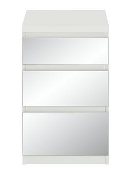 Product photograph of Very Home Prague Mirror 3-drawer Bedside Cabinet from very.co.uk