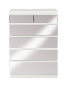 Prague 4 + 2 Chest of Drawers with Mirrored Drawer Fronts