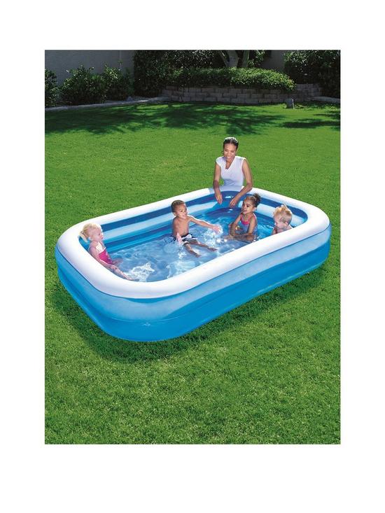 front image of bestway-blue-rectangular-family-pool