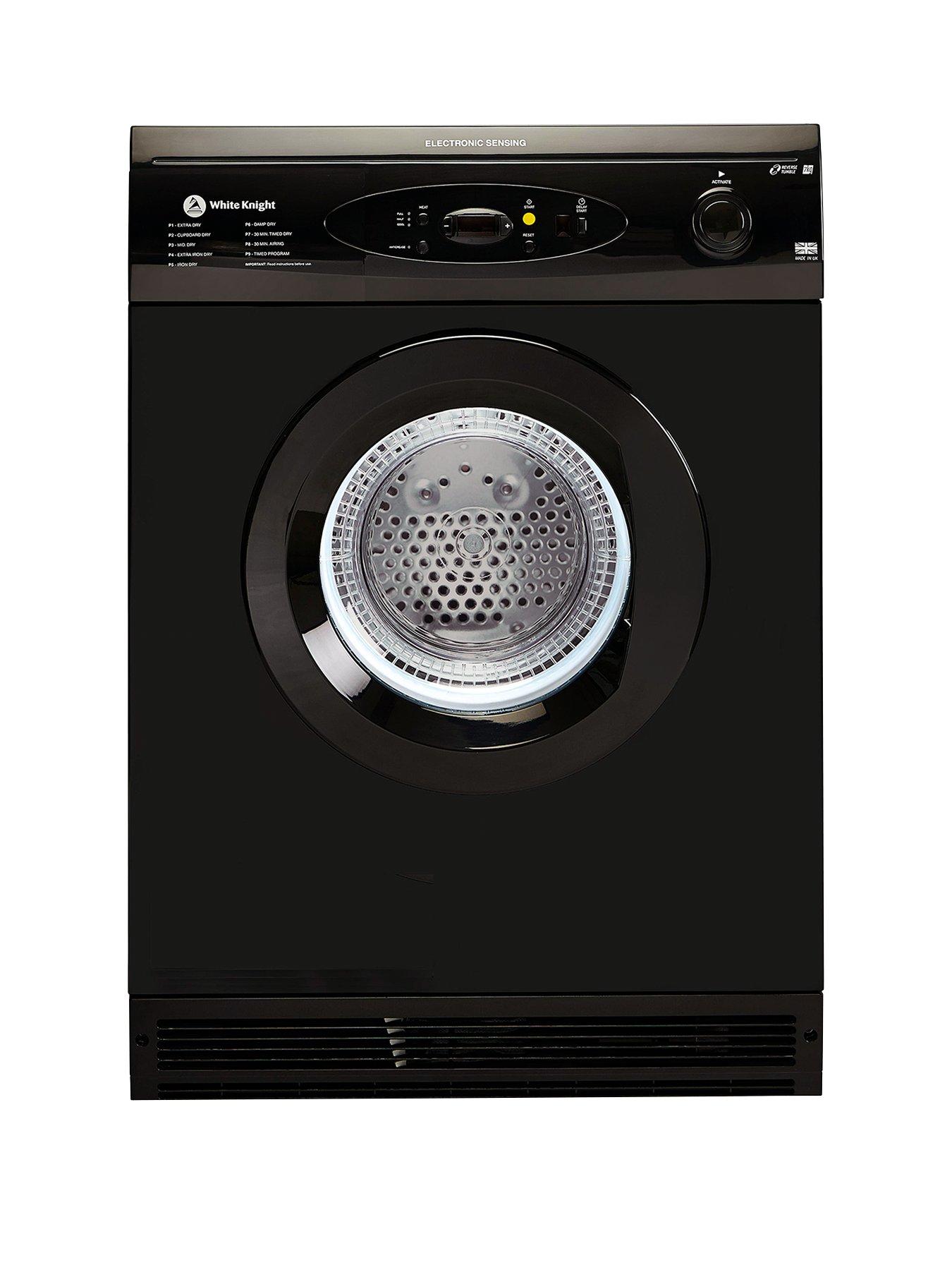 White Knight C86A7B 7Kg Load Vented Sensor Dryer – Black