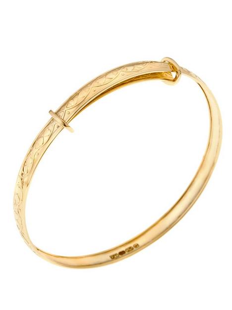 love-gold-9-carat-yellow-gold-baby-double-heart-pattern-expander-bangle