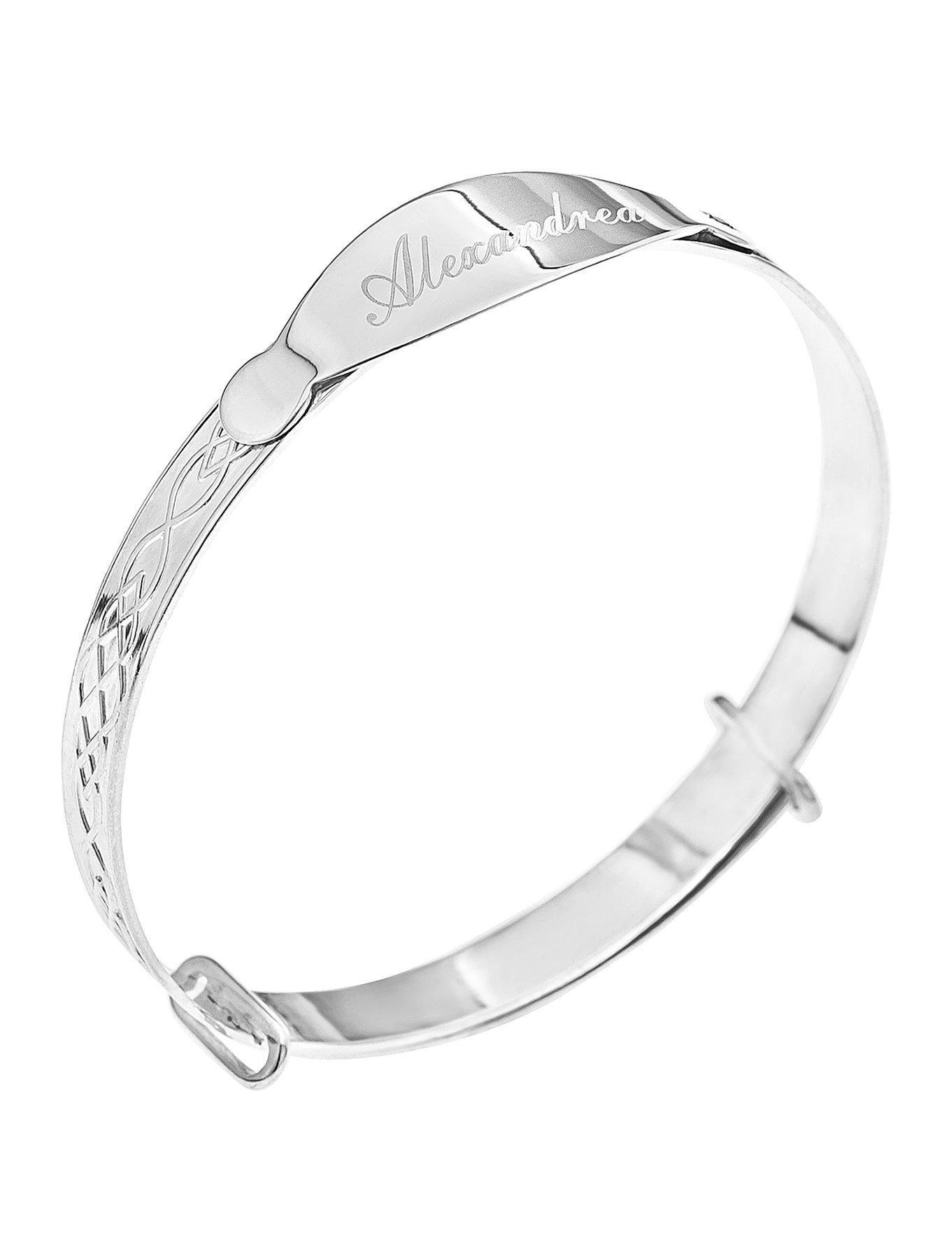 Image 2 of 4 of The Love Collection Sterling Silver Babies&nbsp;Celtic Diamond Set Personalised ID Expander Bangle
