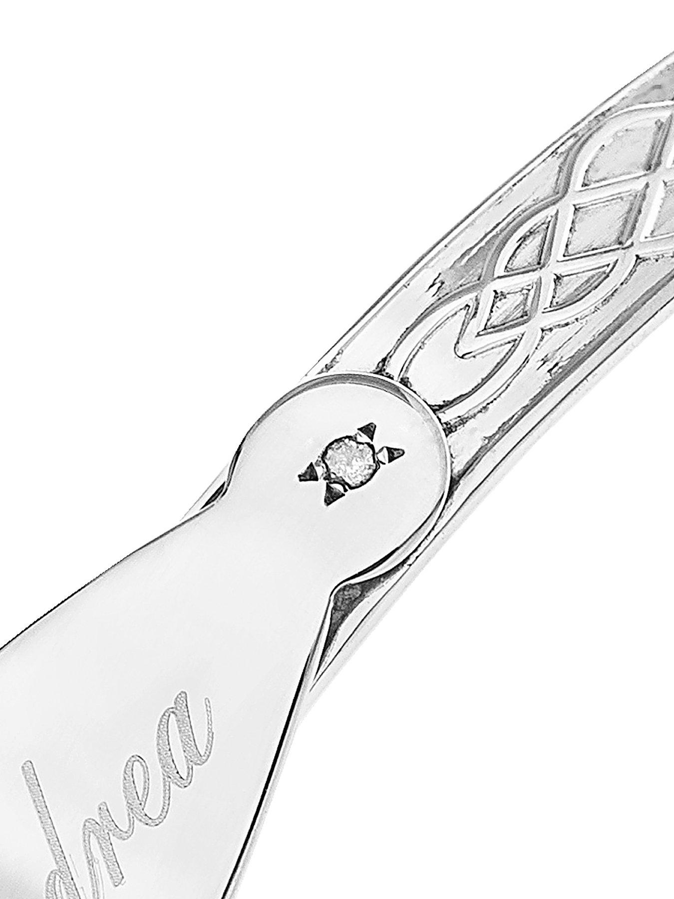 Image 3 of 4 of The Love Collection Sterling Silver Babies&nbsp;Celtic Diamond Set Personalised ID Expander Bangle