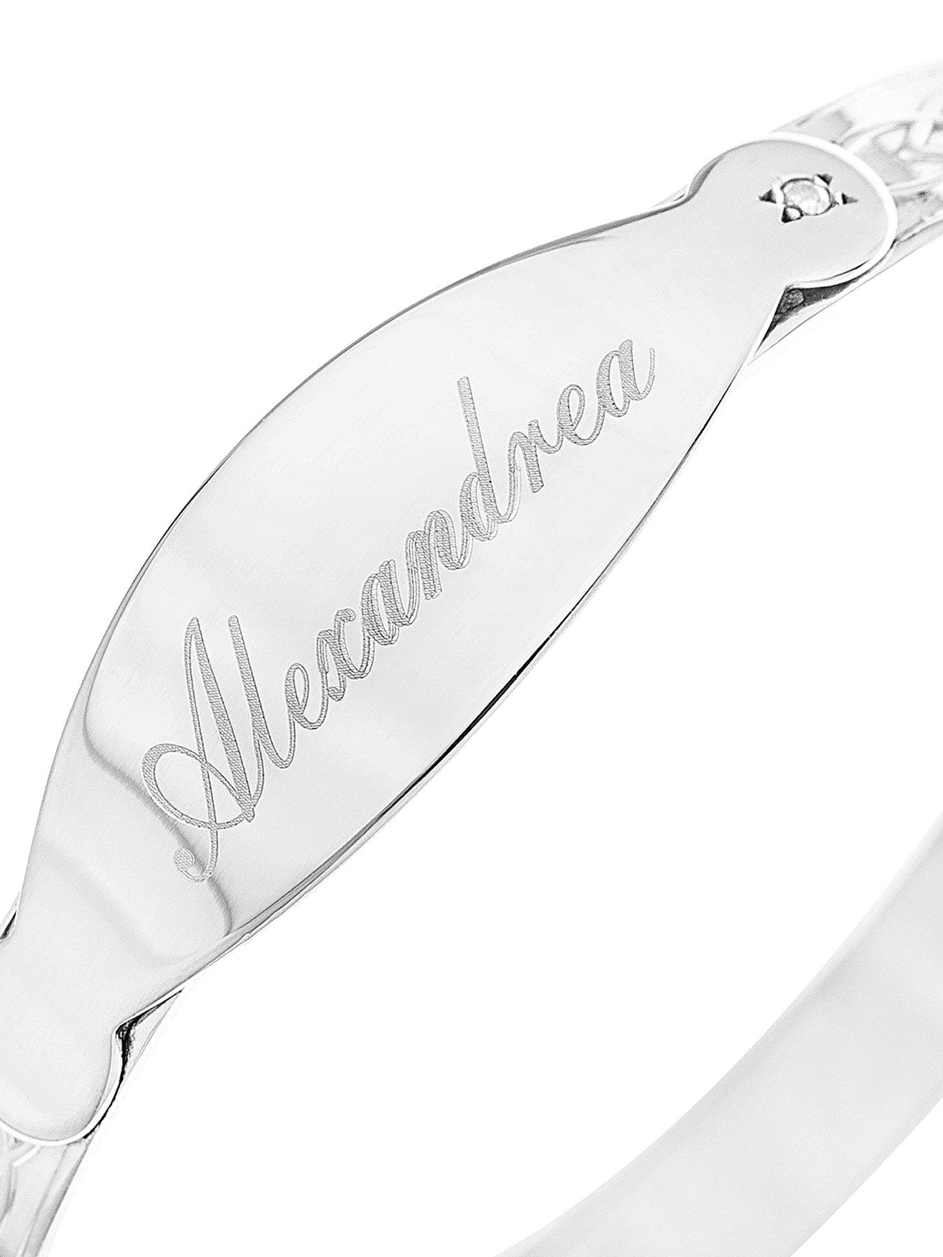 Image 4 of 4 of The Love Collection Sterling Silver Babies&nbsp;Celtic Diamond Set Personalised ID Expander Bangle