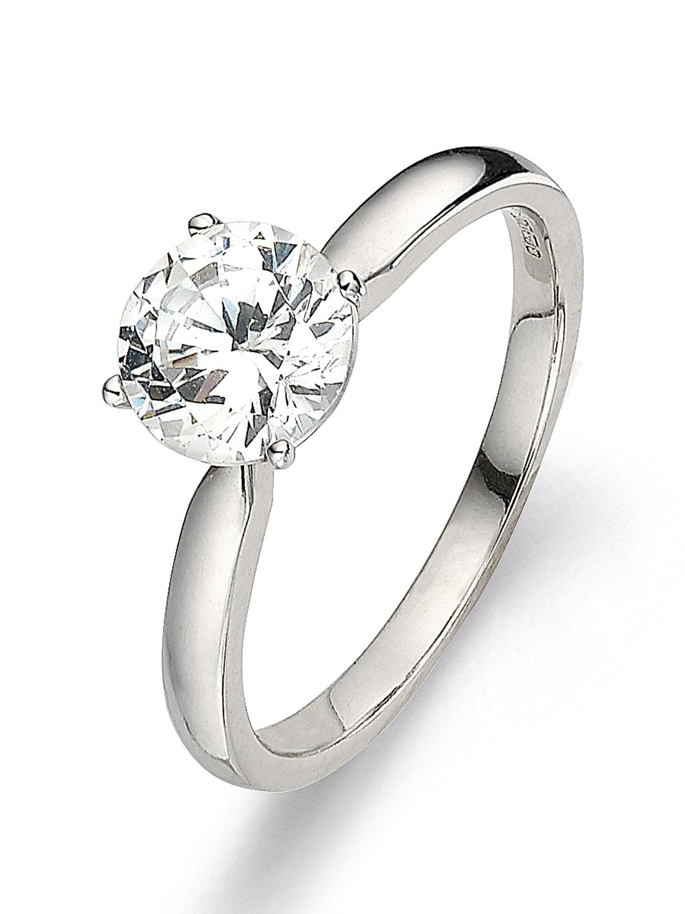 Product photograph of Love Diamond 18 Carat White Gold 1 Carat Certified Diamond Solitaire Ring from very.co.uk