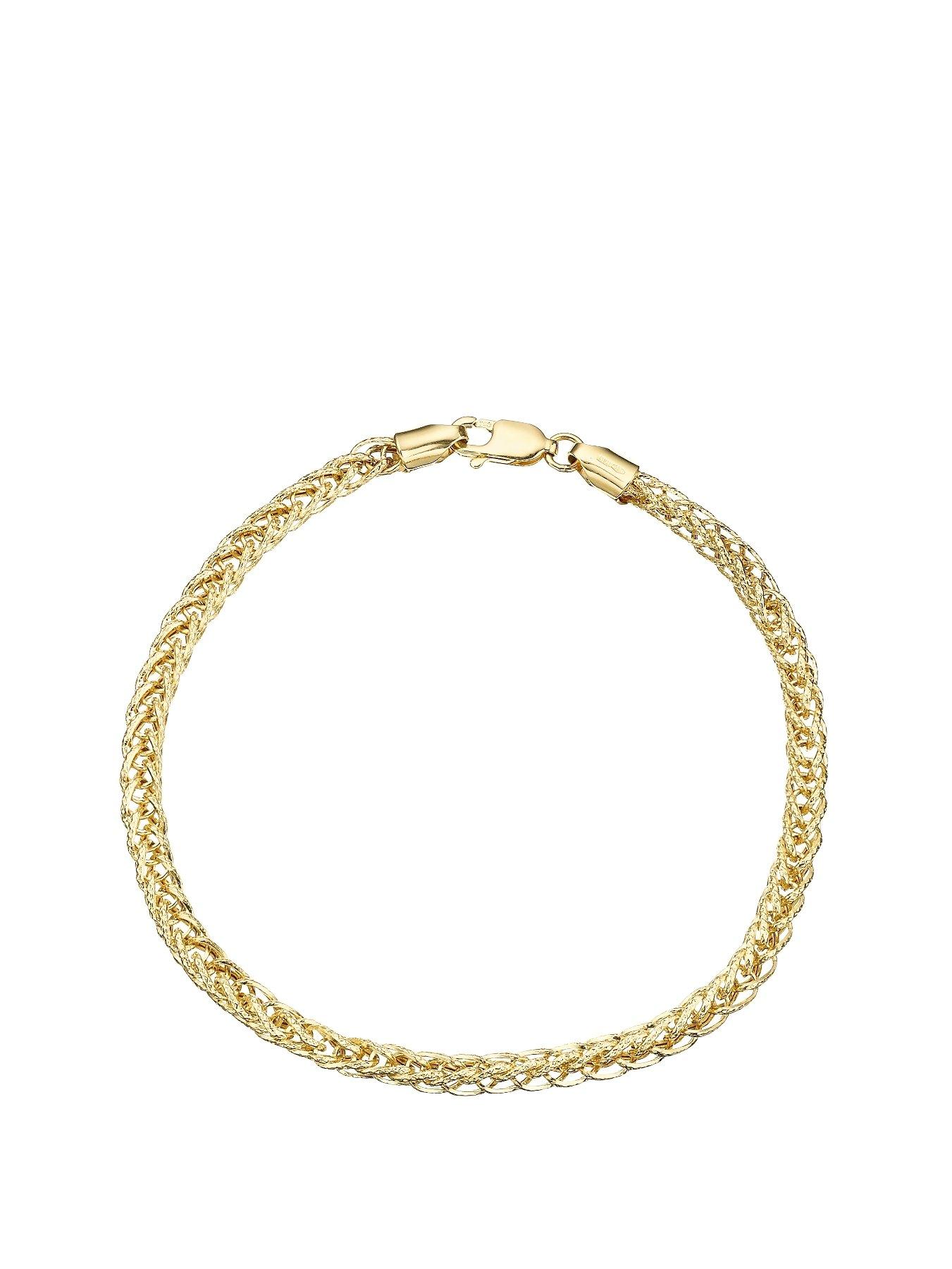 Product photograph of Love Gold 9 Carat Yellow Gold Fancy Wheatchain Bracelet from very.co.uk