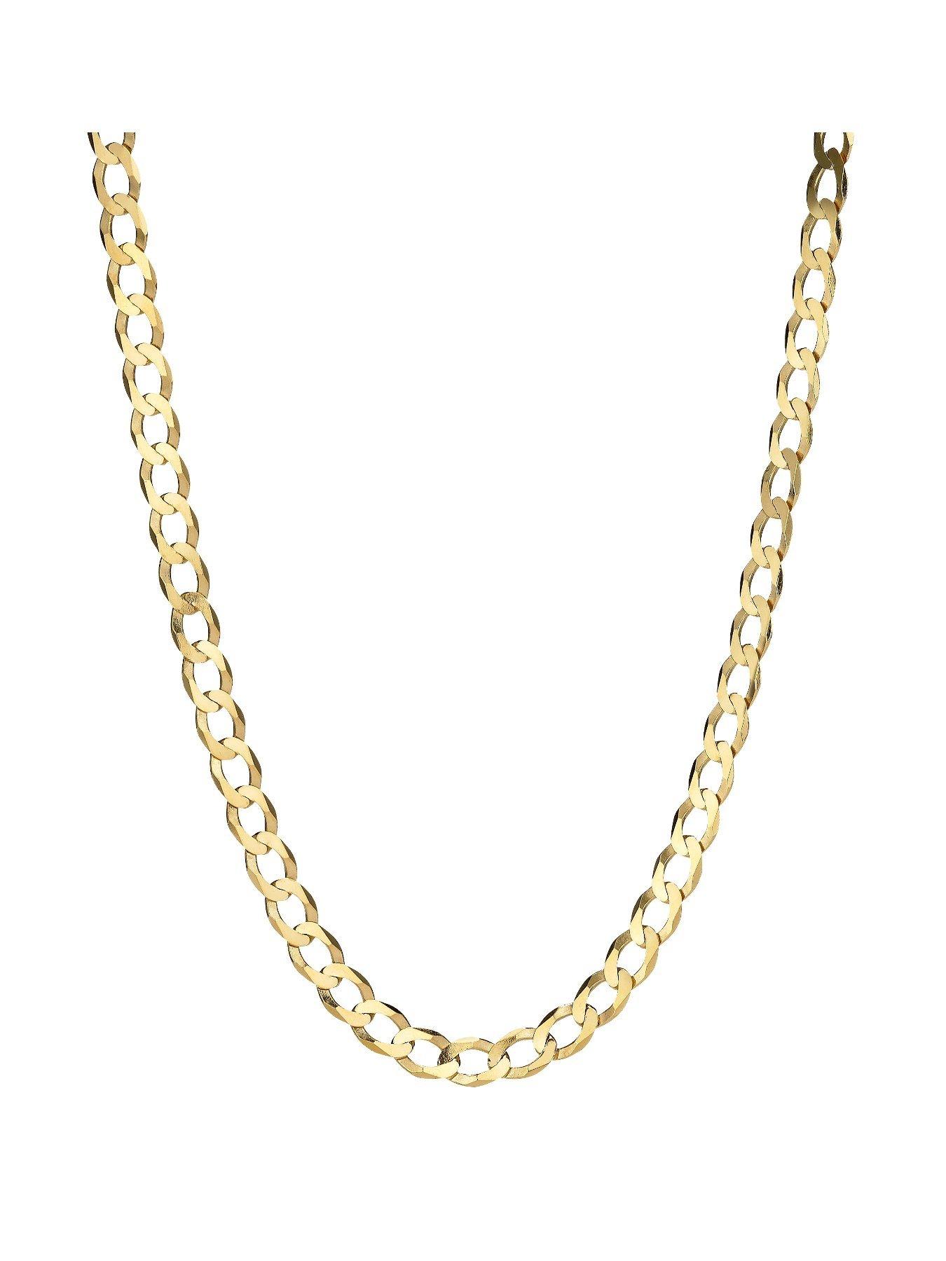 Product photograph of Love Gold 9 Carat Yellow Gold Solid Diamond Cut Curb 20 Inch Chain from very.co.uk