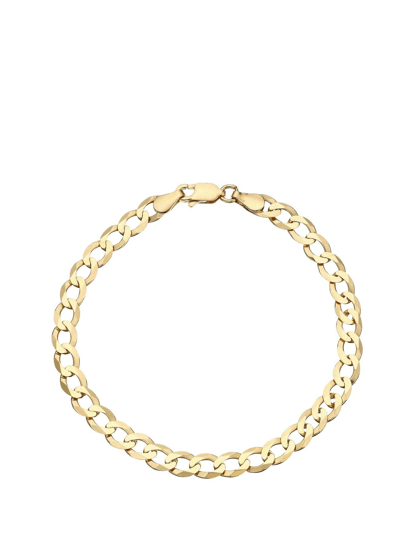 Product photograph of Love Gold 9 Carat Yellow Gold Solid Diamond Cut 8 Inch Curb Bracelet from very.co.uk