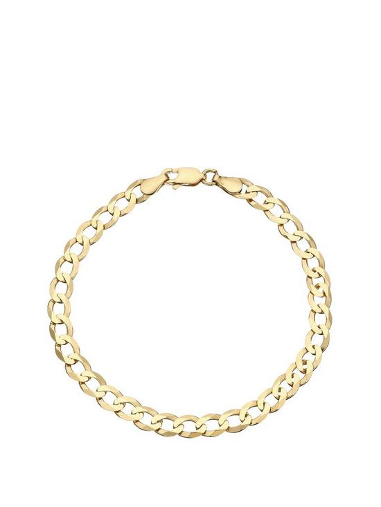 front image of love-gold-9-carat-yellow-gold-solid-diamond-cut-8-inch-curb-bracelet