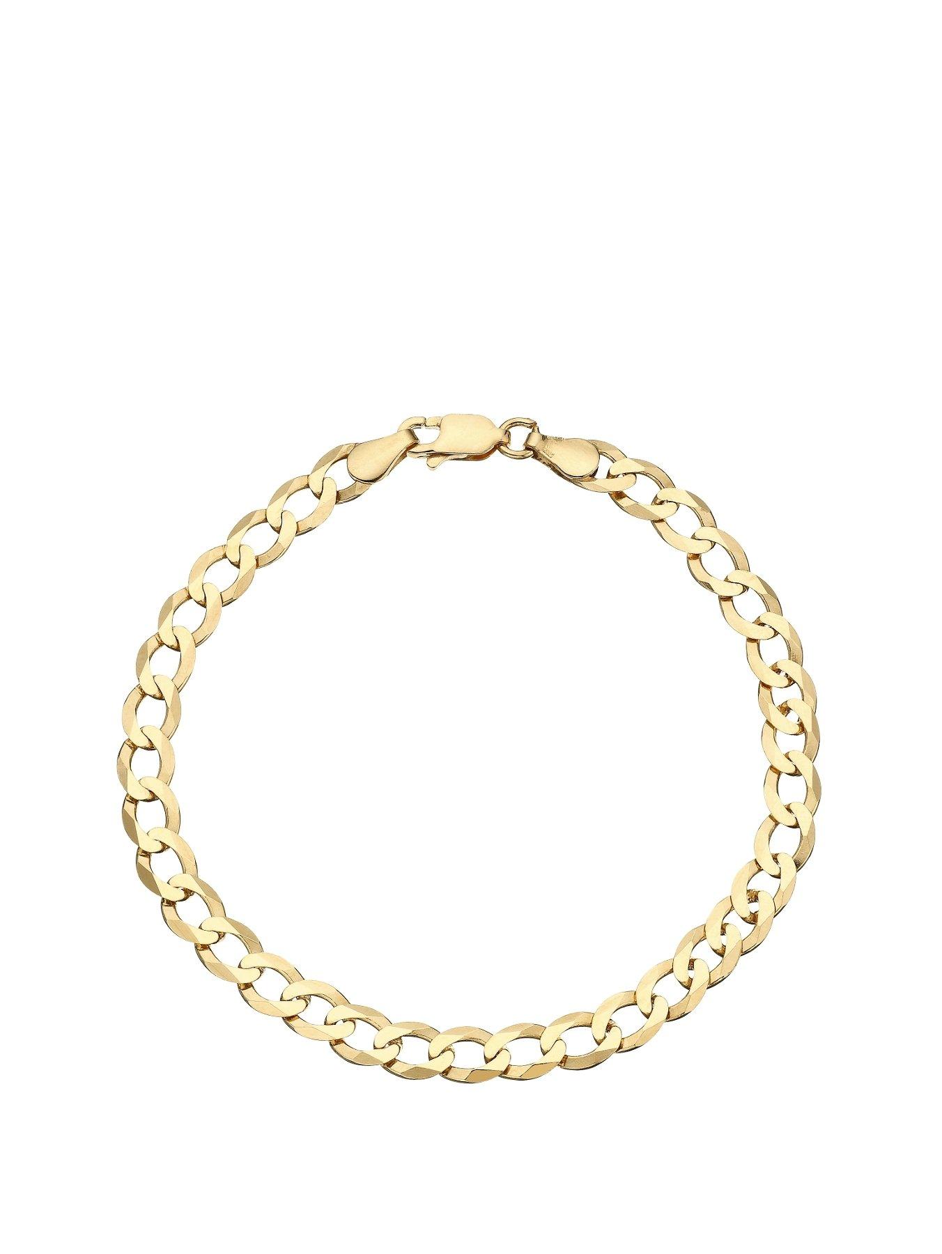 undefined 9 Carat Yellow Gold Solid Diamond Cut 8 inch Curb Bracelet