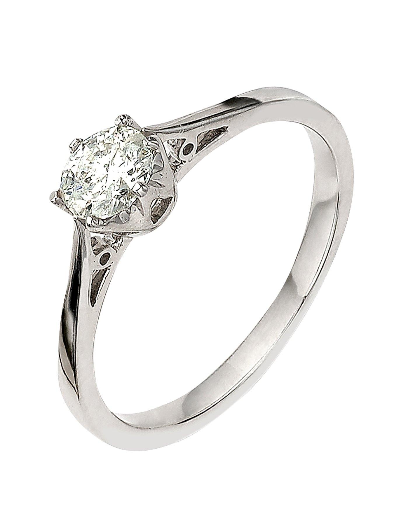 undefined 9 Carat White Gold 50pt Diamond Solitaire Ring