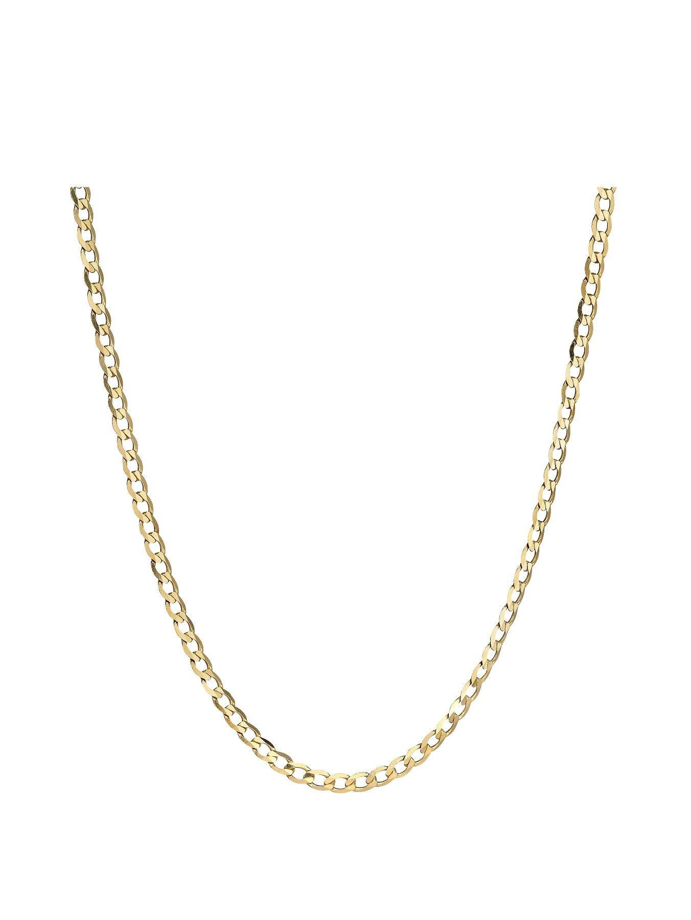 Product photograph of Love Gold 9 Carat Yellow Gold Solid Diamond Cut Ladies 18 Inch Curb Chain from very.co.uk