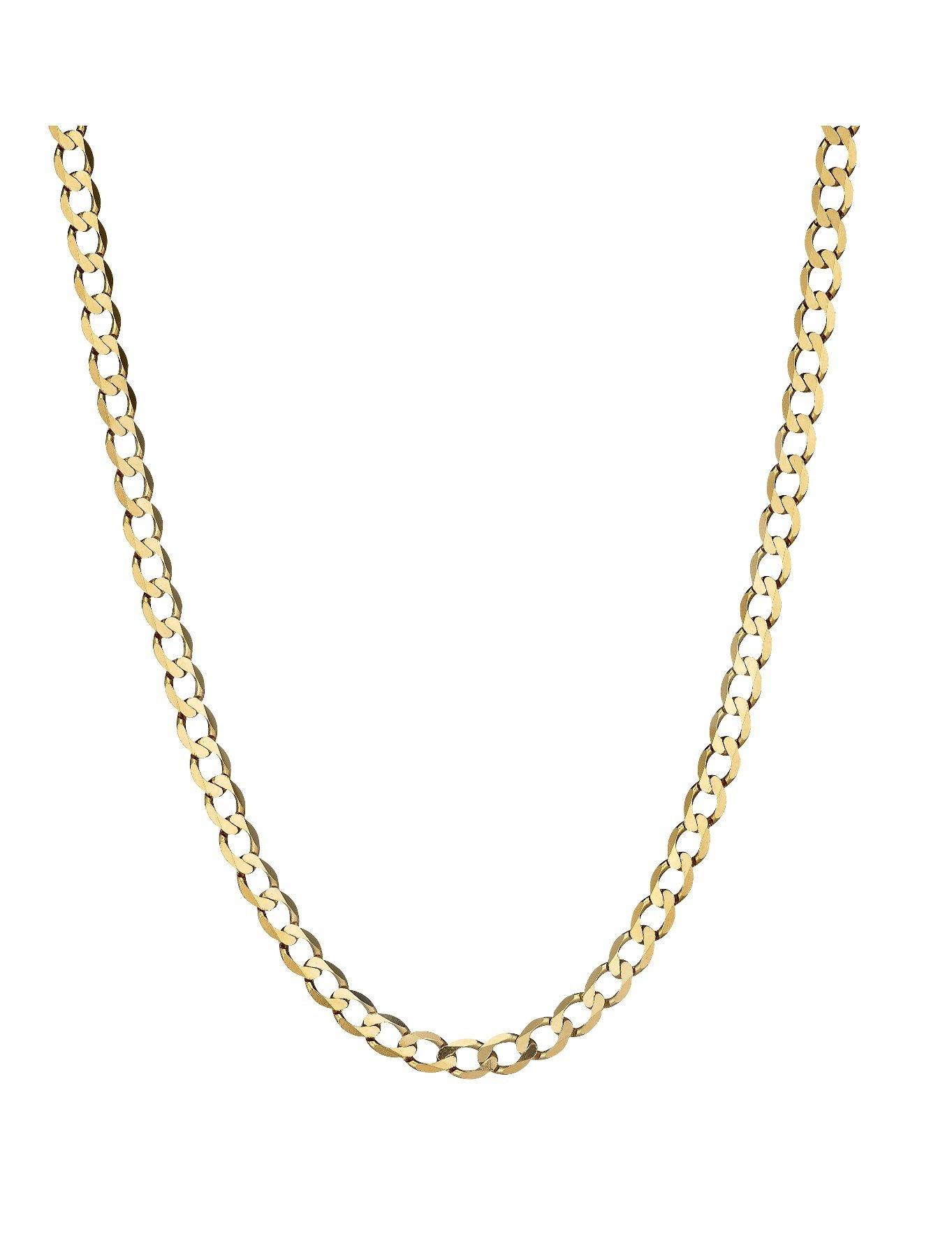 Product photograph of Love Gold 9 Carat Yellow Gold Solid Diamond Cut 18 Inch Curb Chain from very.co.uk