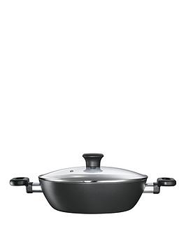 Product photograph of Tefal 26cm Kadai And Glass Lid - Black from very.co.uk
