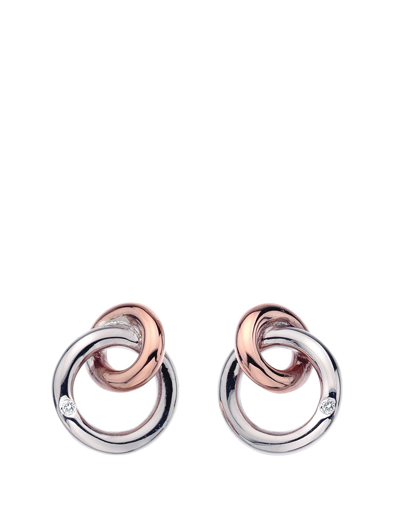 Jewellery & watches Eternity Sterling Silver and 18 Carat Gold Vermeil Diamond Set Interlocking Earrings