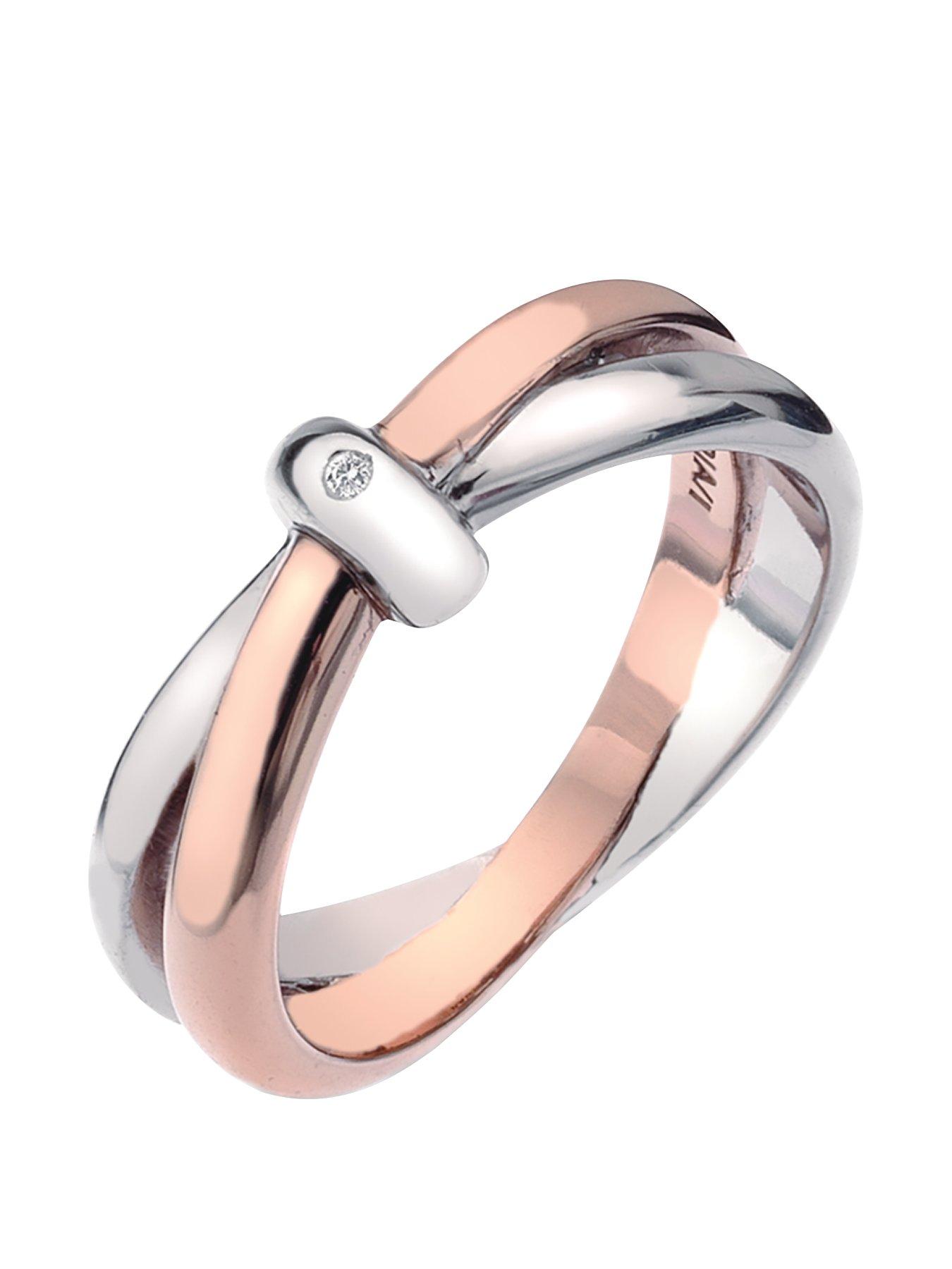 undefined Eternity Sterling Silver and 18 Carat Gold Vermeil Diamond Set Interlocking Ring