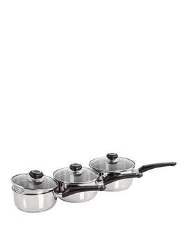 Product photograph of Morphy Richards 3-piece Stainless Steel Pan Set from very.co.uk